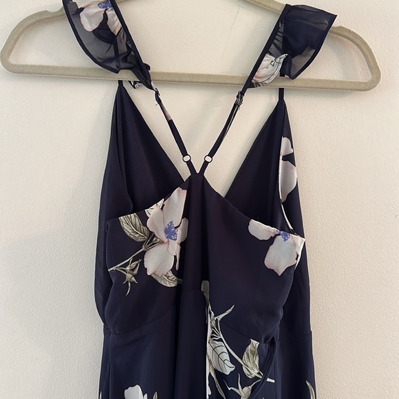 Lulus long navy cream print wrap around dress Size S - Picture 10 of 15